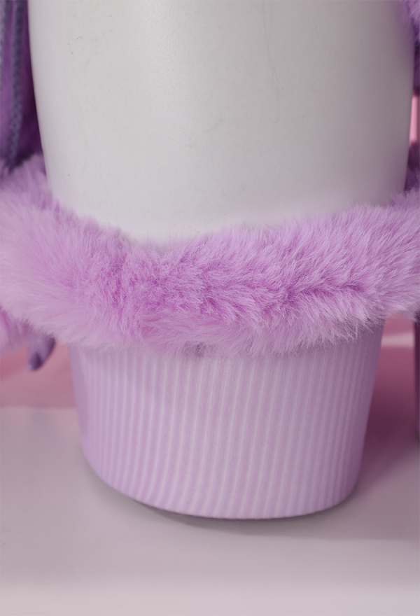 Furry Paw Sexy Lingerie Kawaii Purple Plush Homewear Paw Gloves Hoodie and Bra Panty with Stockings